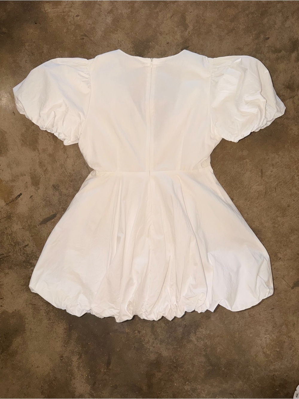 White Puff Sleeve Bubble Hem Mini Dress Cotton Rush Sorority Preference M View 3